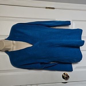 100% Cashmere  blue  v neck long line small  sweater